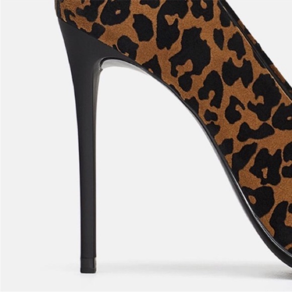 Zara Leopard Print Velvet Suede Pointed Heels sz 6 - Picture 11 of 13